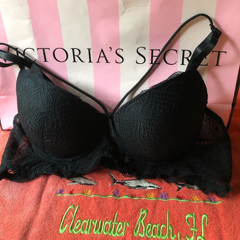 Black lace wide back bra
